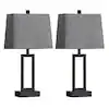 Photo 1 of 23.5 in. Grey Touch Control Mental Table Lamp Set with USB Ports and AC Outlets (Set of 2)
