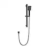 Photo 1 of 2-Spray Patterns with 2.5 GPM 7.87 in. Wall Mounted Square Handheld Shower Head with Sliding Bar in Matte Black
