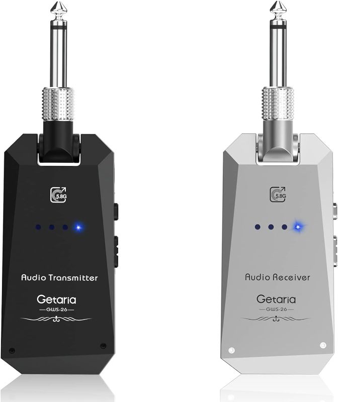 Photo 1 of Getaria Wireless Guitar Transmitter Receiver Set 5.8GH Guitar System 4 Channels for Electric Bass Cordless Amplifier Guitar Cable Jack
