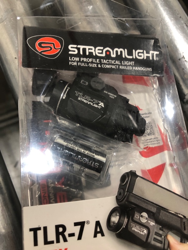 Photo 2 of Streamlight 69424 TLR-7A Flex 500-Lumen Low-Profile Rail-Mounted Tactical Light, Includes High Switch Mounted on Light Plus Low Switch in Package, Battery and Key kit, Box, Black Tactical Light