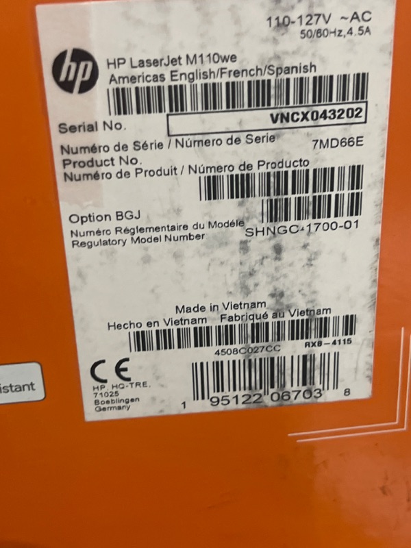 Photo 2 of HP LaserJet M110we Wireless Black and White Printer with HP+ and Bonus 6 Months Instant Ink (7MD66E) New Version: HP+, M110we