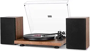Photo 1 of 1 BY ONE Bluetooth Turntable HiFi System with 36 Watt Bookshelf Speakers, Patend Designed Vinyl Record Player with Magnetic Cartridge, Bluetooth Playback and Auto Off