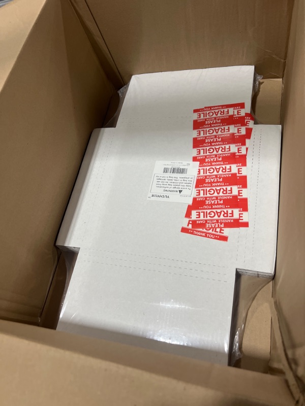 Photo 2 of 12-inch Lp Mailers - 12.4"L x 12.4"W x 1"H Vinyl Record Mailing Box, White Vinyl Record Shipping Boxes w/Fragile Stickers, Corrugated Cardboard Box, 15-Pack 15 Pack