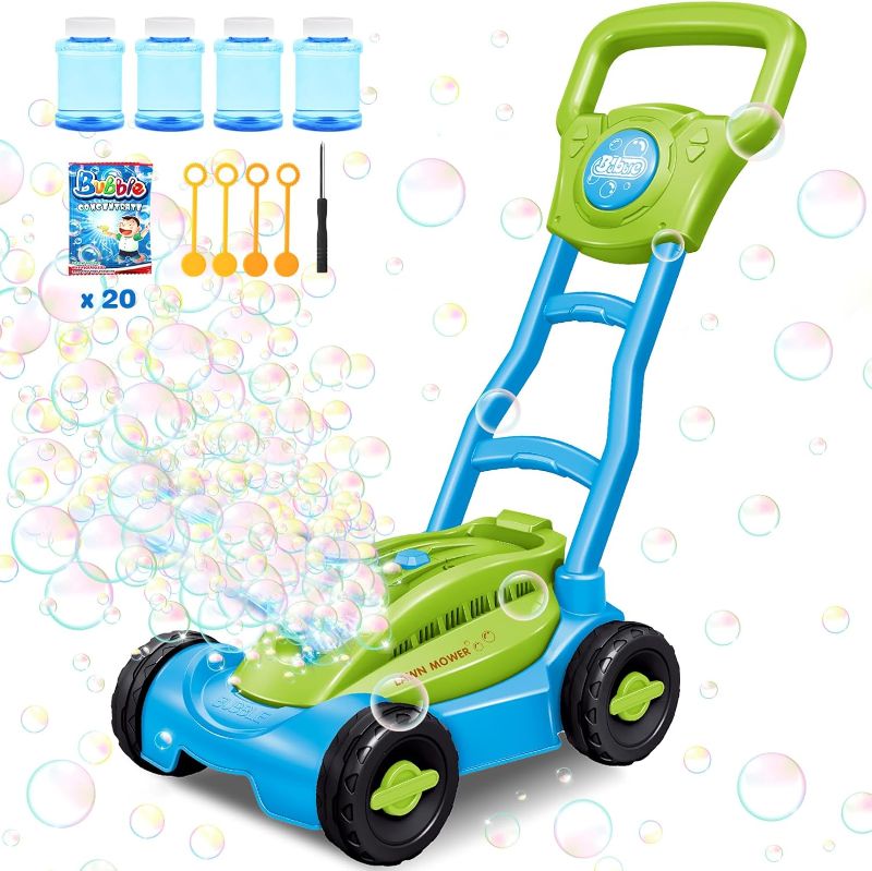 Photo 1 of ??????? Bubble Lawn Mower for Toddlers: 35000+ Bubble Per Minute Bubble Push Toys Bubble Machine Gardening Toys for Kids Christmas Birthday Gifts for Preschool Baby Girls