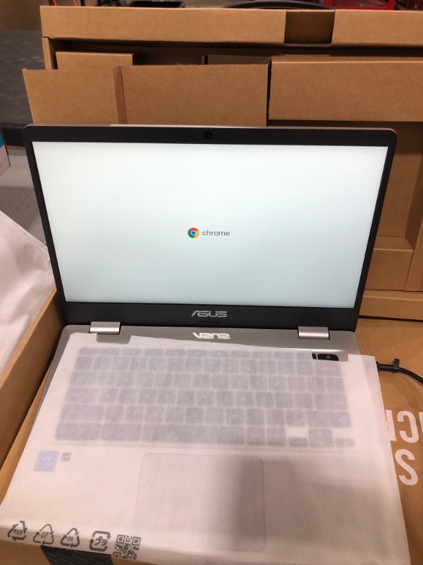 Photo 3 of ASUS C424MA-AS48F Chromebook C424, 14.0" 180 Degree FHD NanoEdge Display, Intel Dual Core Celeron Processor, 4GB LPDDR4 RAM, 128GB Storage, Silver Color, C424MA-AS48F Celeron | 4GB | 128GB