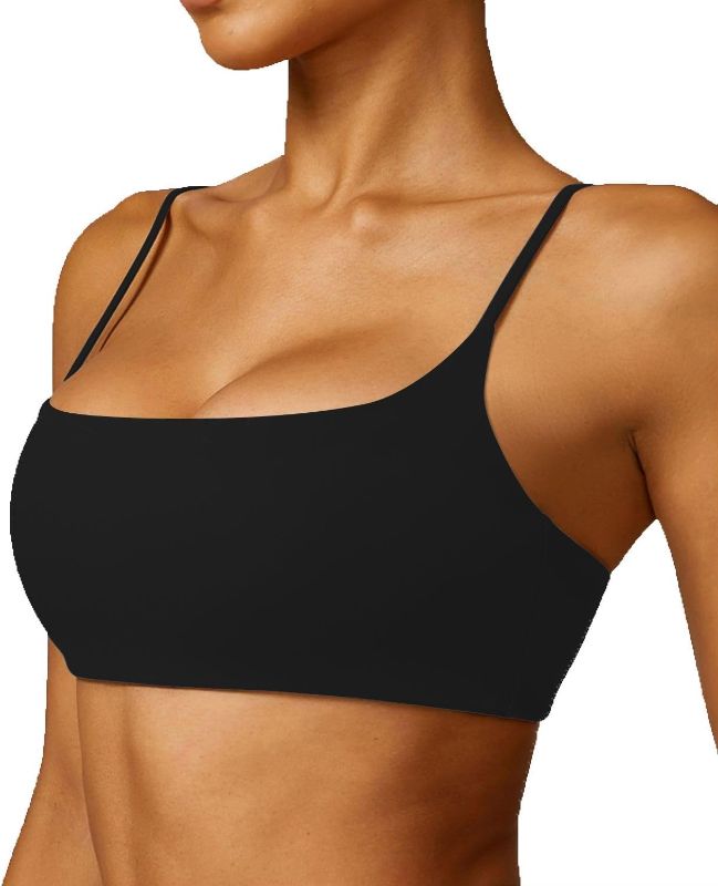 Photo 2 of Comper Women's Sports Bras Wirefree Racerback Workout Bras Sexy Thin Straps Yoga Sport Bras with Removable Pads
