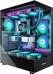 Photo 1 of MUSETEX PC CASE ATX 6 PWM ARGB Fans Pre-Installed • Type-C Mid Tower Computer Case with Full View Dual Tempered Glass • Gaming PC Case • Black(K2)
