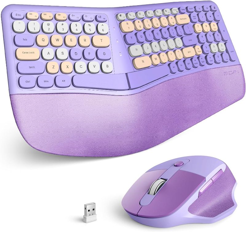 Photo 1 of MOFII Wireless Ergonomic Keyboard and Mouse Combo • Comfortable Split Keyboard with Curved Layout and Wrist Rest • Wireless Ergonomic Optical Mouse with 3 Adjustable DPI • Works for PC/Laptop/Desktop
