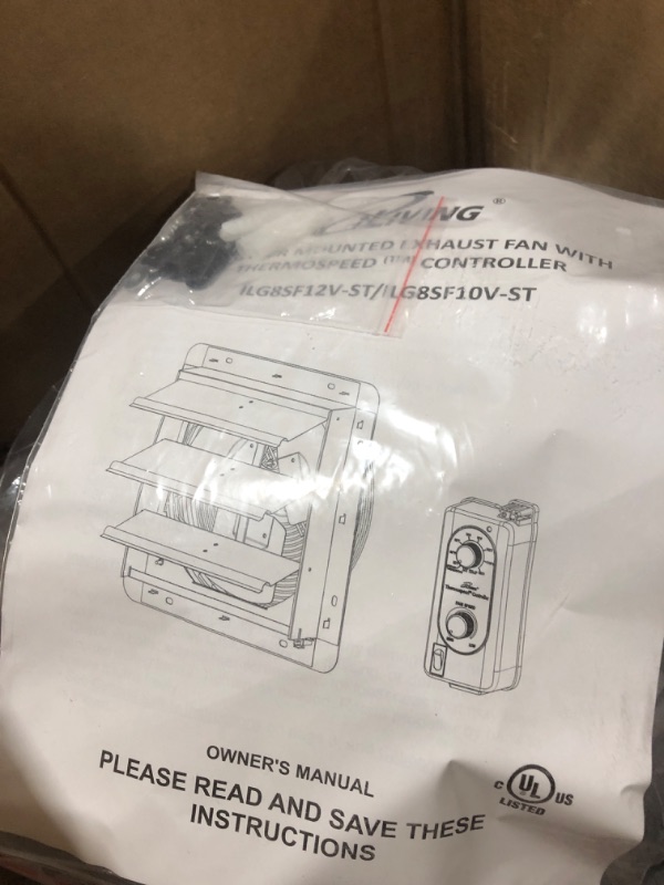 Photo 1 of iLiving 10'' Wall Mounted Shutter Exhaust Fan, Automatic Shutter, 820 CFM, 1200 SQF Coverage Area Silver (ILG8SF10V-ST) & 12'' Shutter Exhaust Fan with Thermospeed(TM) controller, 960 CFM, Silver Fan with Control + Fan 960 CFM, Silver