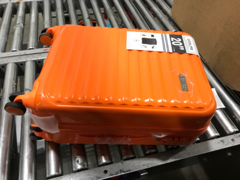 Photo 2 of Coolife Luggage Suitcase expandable (only 28”) ABS+PC Spinner suitcase with TSA Lock carry on 20 in 24in 28in orange S(20in carry-on with cosmetic case?