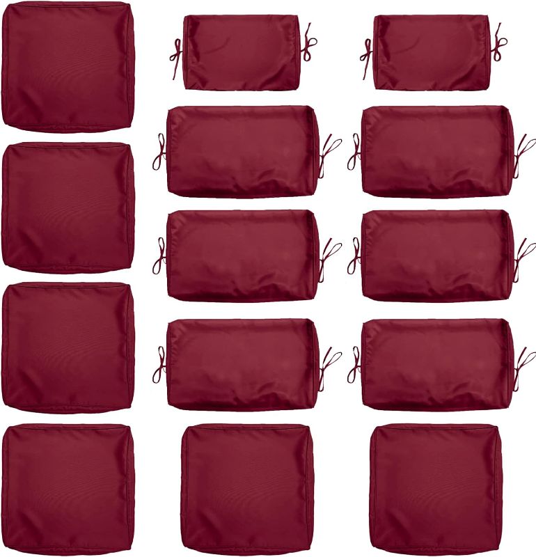 Photo 1 of  14 Pcs Outdoor Cushion Slipcovers Outdoor Patio Cushion Covers Replacement Waterproof with Zipper for Outdoor Furniture, Patio Sofa Couch 3 Sizes, Covers Only
