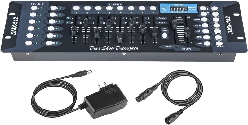 Photo 1 of DMX Controller, DMX Console,192CH Dmx512 Console, with 2m/6.6 ft DMX Signal Cable, Controller Panel Use for Editing Program of Stage Lighting Runing
