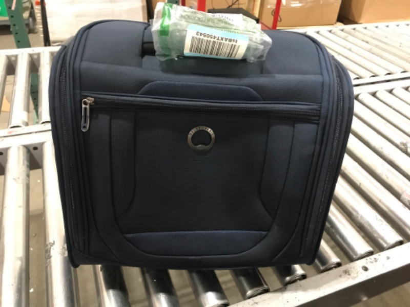 Photo 2 of DELSEY Paris Helium DLX Softside Luggage Under-Seater with 2 Wheels, Navy Blue, Carry on 16 Inch
