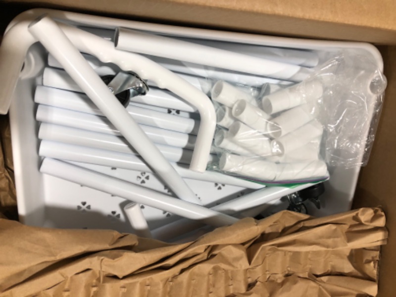 Photo 1 of Laiensia 4-Tier Storage Cart,Multifunction Utility Rolling Cart Kitchen Storage Organizer,Mobile Shelving Unit Cart with Lockable Wheels for Bathroom,Laundry,Living Room,With Classified Stickers,White 4-Tier White