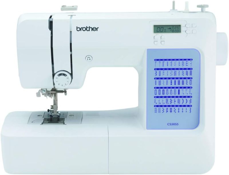 Photo 1 of Brother CS5055 Computerized Sewing Machine, 60 Built-in Stitches, LCD Display, 7 Included Feet, White
