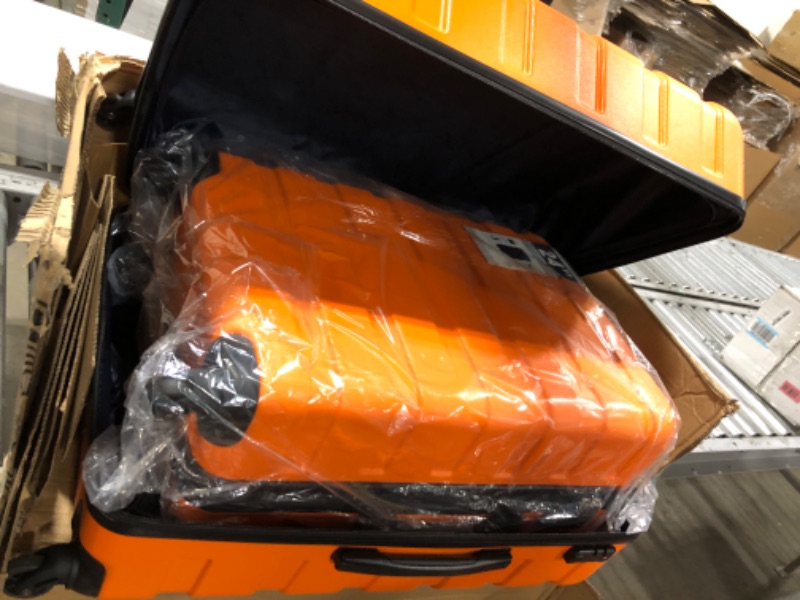 Photo 3 of COOLIFE Luggage 3 Piece Set Suitcase Spinner Hardshell Lightweight TSA Lock 4 Piece Set family set-orange
