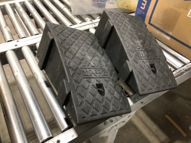 Photo 1 of 2Pack Curb Ramp Black Color with one Large Hose Hook, Portable Lightweight Heavy Duty Plastic Driveway Curb Ramps for Low Cars,Motorcycle Ramp,Curb Ramps (2.76 inch High)