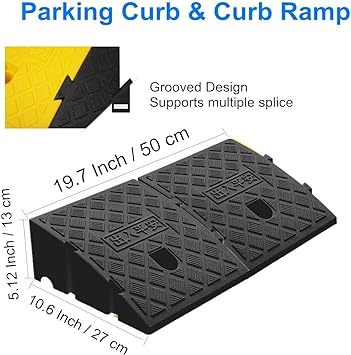 Photo 1 of 2Pack Curb Ramp Black Color with one Large Hose Hook, Portable Lightweight Heavy Duty Plastic Driveway Curb Ramps for Low Cars,Motorcycle Ramp,Curb Ramps (2.76 inch High)