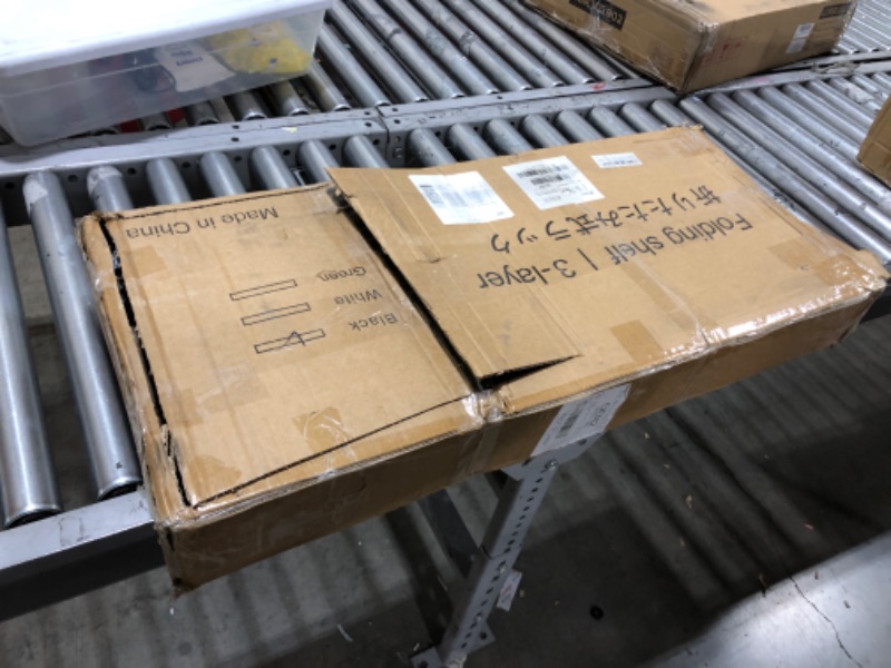 Photo 1 of Folding Shelf 3 Tier,Folding Bookshelf,Foldable Shelf,Metal Folding Storage Shelves with Wheels and Hook,Sturdy,No Assembly Folding Shelf Unit for Kitchen,Living Room,Study,Greenhouse(Black) Black 3-Tier