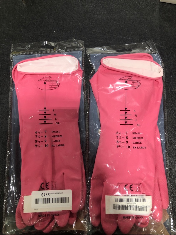 Photo 1 of 2pk pink latex gloves ( medium ) 