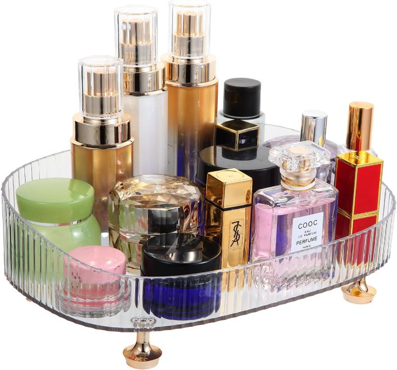 Photo 1 of ZZDWLDHA Cosmetic Desk Storage Display Case Clear Makeup Organizer for Vanity,Bathroom Organizer Countertop and Dresser Perfume Organizer Tray for Cosmetics, Lotion, Lipsticks 