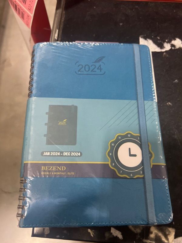 Photo 2 of 2024 Planner by BEZEND, A5 Calendar 5.8" x 8.5", Daily Weekly and Monthly Agenda,Spiral Bound,FSC Certified 100GSM Paper, Vegan Leather Soft Cover - Pacific Green Pacific Green 12 Months 5.8" x 8.5"