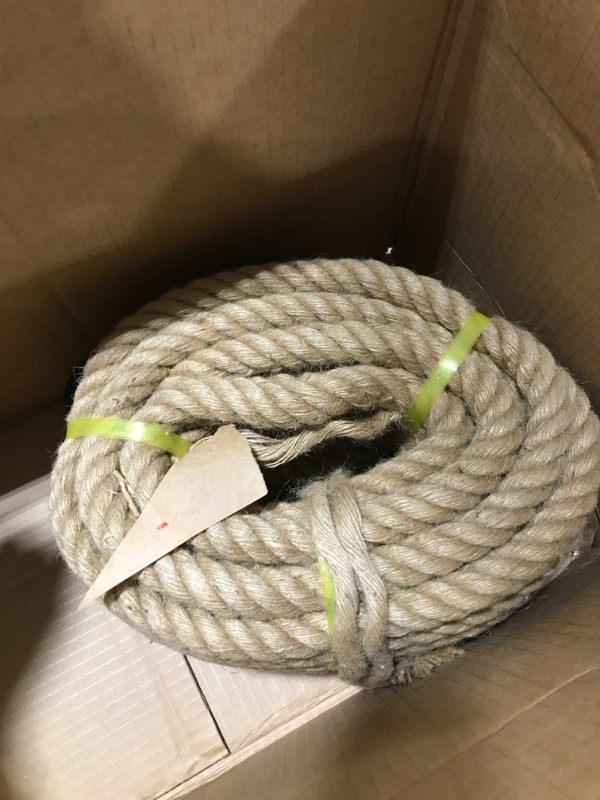 Photo 1 of Jute Rope,1 1/2 Inch Natural Hemp Rope,Twisted Manila Rope for Crafts,Gardening,Climbing,Hammock,Nautical,Tug of War,Railings,Home Decorating?1 1/2inch x 100 Feet 1 1/2 In×100FT 100.0 Feet