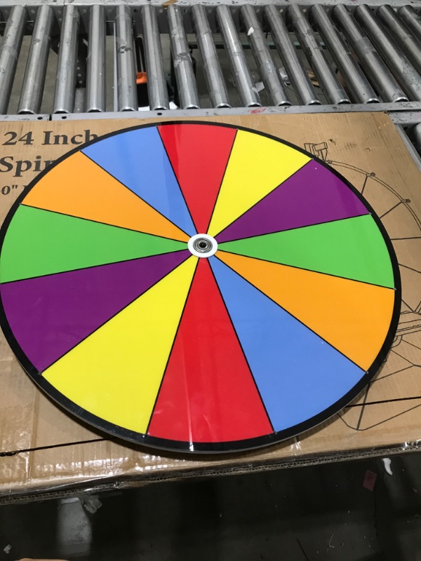 Photo 2 of 24" Prize Wheel - Dual Use Tabletop or Height Adjustable Floor Stand Heavy Duty Spinner Wheel of Fortune with 12 Slots & Dry Erase Markers & Eraser for Carnival, Trade Show, Fortune Spinning Game