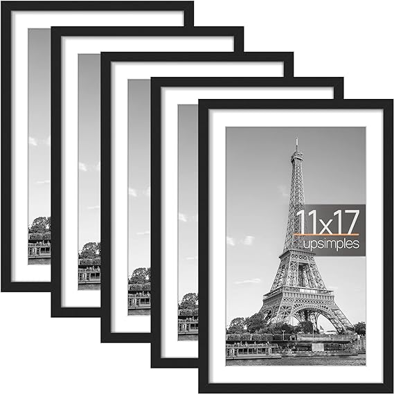 Photo 1 of 11x17 Frame White 3 Pack, 11x17 inch White Frame Made of Solid Wood With Plexiglass, Wall Hanging White 11x17 -3 pack