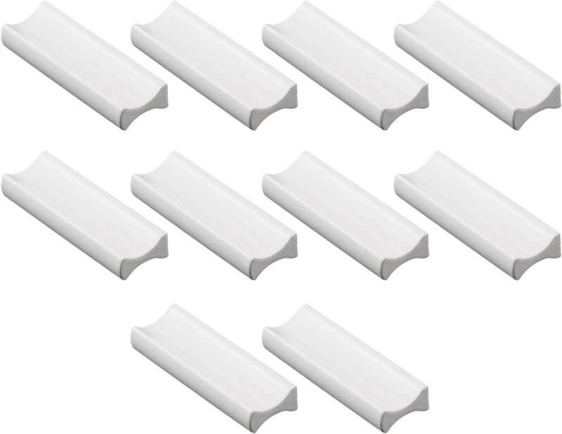 Photo 1 of 10pcs/Pack Finger Pulls for Cabinets Aluminum Alloy Cabinet Edge Pull for Kitchen Drawer (White, 1.9 x 0.6 inch)
