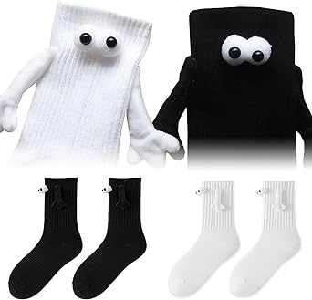 Photo 1 of Holding Hands Socks, Couple Magnetic Hand Socks, Unisex Mid Tube Funny Hand In Hand Socks, Novelty 3D Doll Gifts Socks
