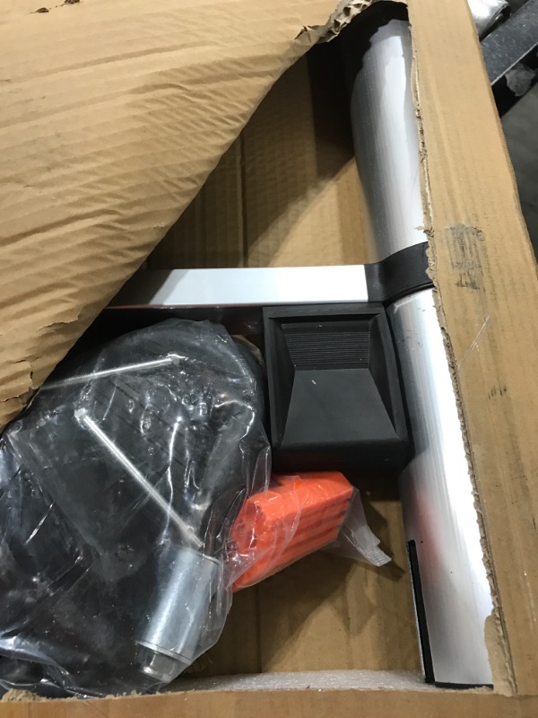 Photo 1 of Folding Telescoping Ladder 12.5 FT, Aluminum Extendable Ladder with 2 Detachable Hooks, Retractable Telescopic Extension Ladder for Indoor Or Outdoor, Lightweigh Collapsible Telescoping Ladders Silver