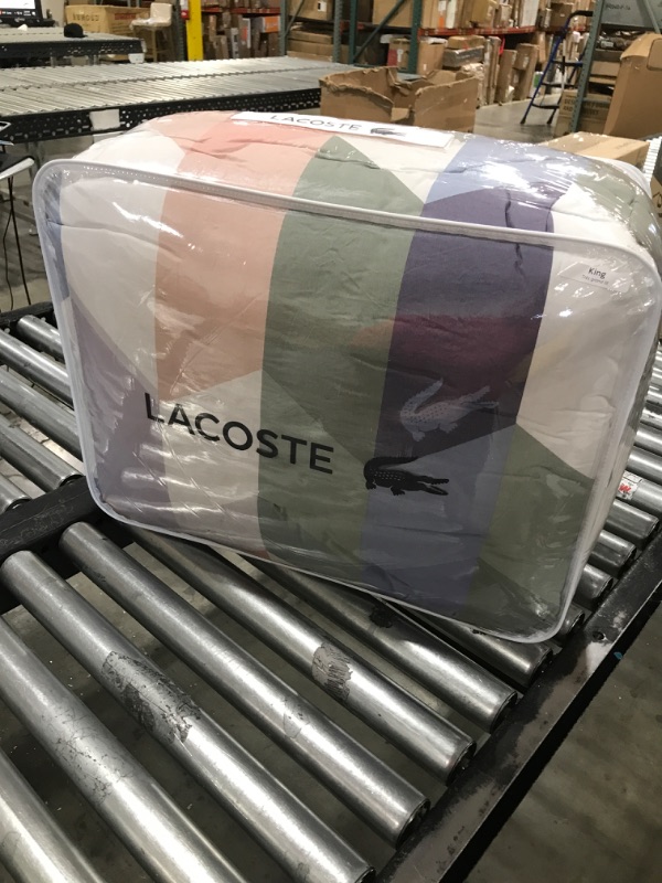 Photo 2 of Lacoste Beaumont 100% Cotton, 4-Piece Reversible Comforter Set, King, Multi King Multicolor