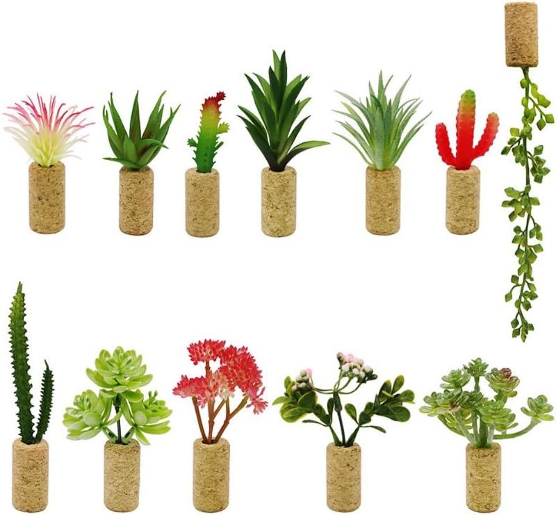 Photo 1 of 12 PCS Plant Fridge Magnets Creative Mini Succulent Artificial Plants Refrigerator Magnets Potted Magnet Stickers Cute for Magnet Boards Fridge Home Office Whiteboard Decor and Two Strong Magnets
