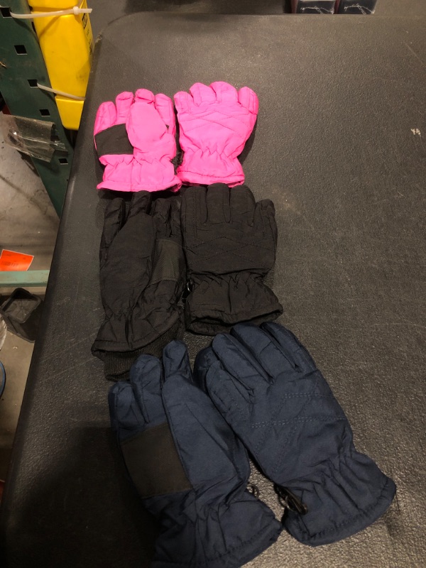 Photo 1 of 3 PAIR KIDS GLOVES FOR SNOW PINK BLACK AND BLUE