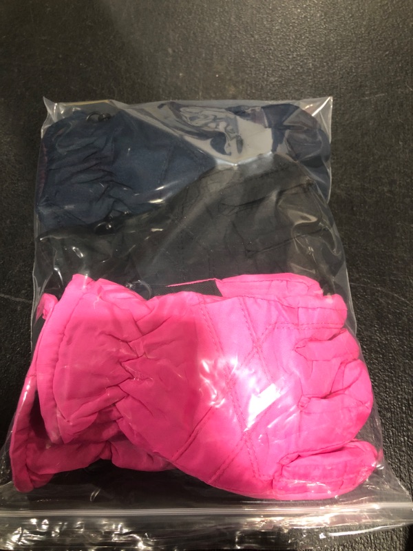 Photo 2 of 3 PAIR KIDS GLOVES FOR SNOW PINK BLACK AND BLUE