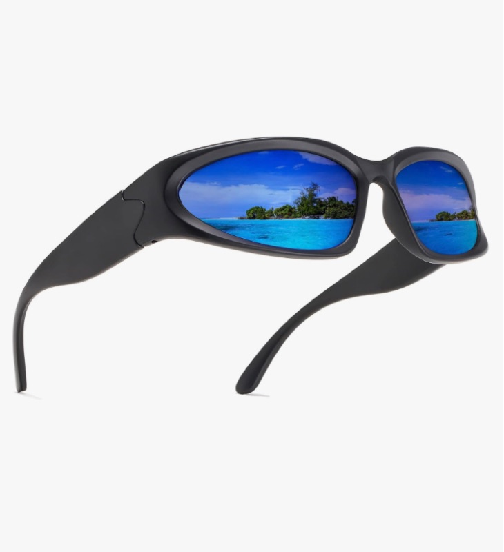 Photo 1 of AIEYEZO Wrap Around Sports Sunglasses for Men Women Fashion Oval Thick Frame Sun Glasses Stylish Sport Wrap Shades