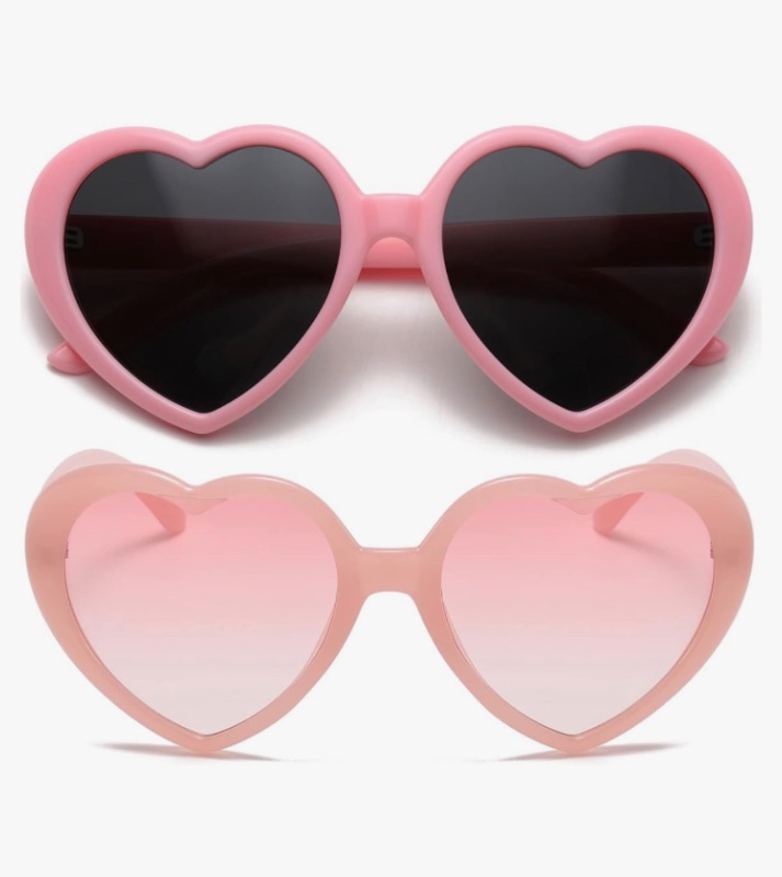 Photo 1 of AIEYEZO Love Heart Sunglasses for Women Polarized Heart Frame Sun Glasses 100% UV Blocking Lens (Pink/Grey + Pink/Pink Gradient)