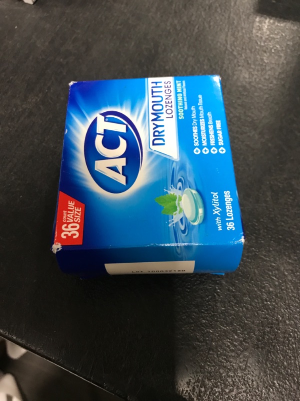 Photo 1 of ACT Dry Mouth Lozenges with Xylitol, Soothing Mint, 36 Lozenges 36 Count (Pack of 1)