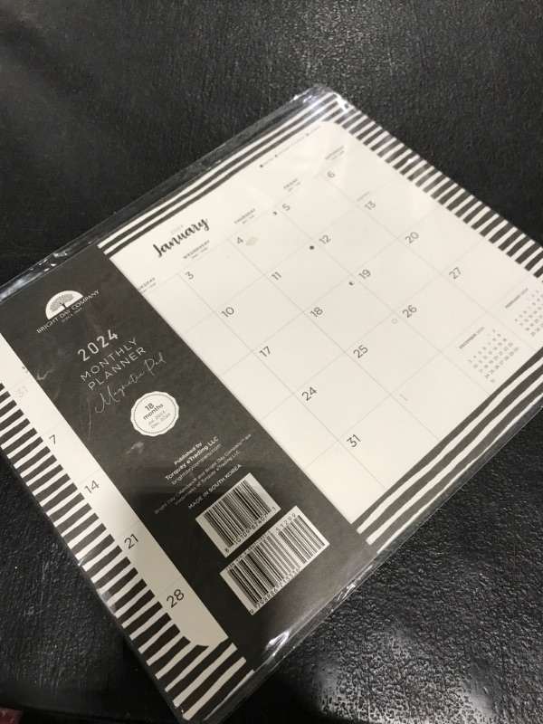 Photo 2 of 2023-2024 Magnetic Refrigerator Calendar Wall Calendar Pad by Bright Day, 18 Month 8 x 10 Inch, July 2023-December 2024, Black and White