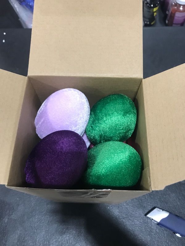 Photo 1 of 12 Pcs Velvet Easter Egg Ornaments 3.94 Inch Easter Hanging Ornaments Easter Birch Tree Ornaments Colorful Velvet Foam Egg Fabric Eggs Spring Decor for Easter Holiday Party Favors Elegant Colors Easter Eggs