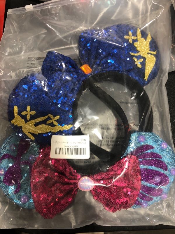 Photo 1 of 2pcs Mouse Ears Headbands for Girls and Women, Sequin Bow Hairbands for Cosplay Birthday 