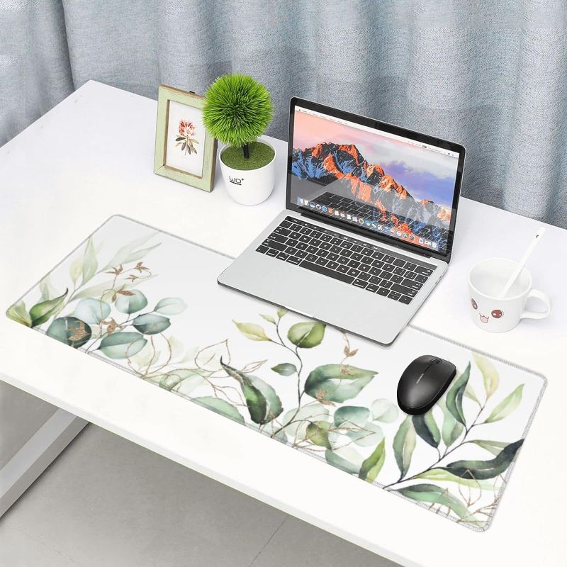 Photo 1 of Green Gold Leaves and Branches Extended Big Mouse Pad Large,XL Gaming Mouse Pad Desk Pad,31.5x11.8inch Long Computer Keyboard Mouse Mat Mousepad with 3mm Non-Slip Base for Home Office Work