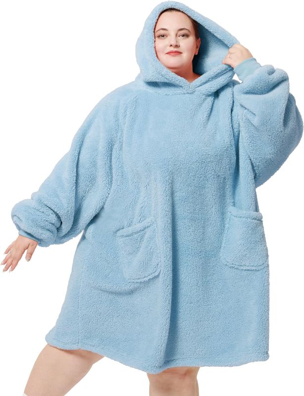 Photo 1 of Bedsure Oversized Wearable Blanket Hoodie for Women - Cozy Sherpa Hoodie Blanket for Adult Men, Warm Hooded Blanket Sweatshirt with Pockets as Gifts for Girlfriend
