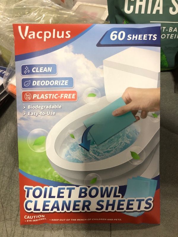 Photo 2 of Vacplus Biodegradable Toilet Cleaning Strips - Plastic-Free, Pre-Measured Toilet Bowl Cleaner Sheets Remove Stains and Odors, 60 Pack