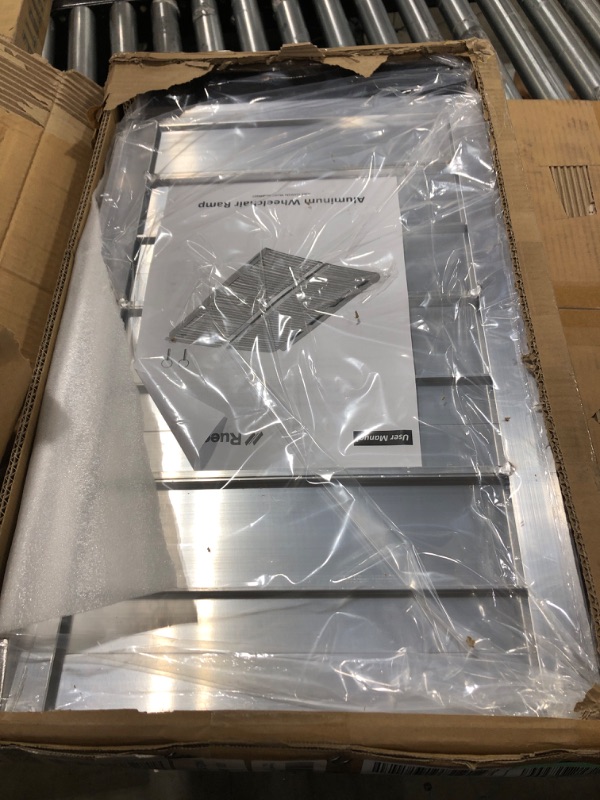 Photo 1 of Ruedamann 24" L×28.3" W Threshold Ramp,2ft Wheelchair Ramps,Using Height 3.9",600lbs Capacity for Home,Steps,Stairs,Handicaps,Doorways,Aluminum Folding Ramps for Wheelchairs 24"L x 28.3"W