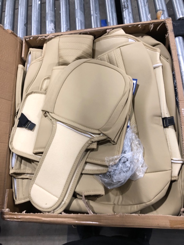 Photo 2 of LINGVIDO Custom Fit Honda CRV Car Seat Covers, Full Set Honda CRV Seat Covers with Waterproof Faux Leather Honda CR-V CRV Accessories 2012 2013 2014 2015 2016(Beige) Beige HONDA CRV 2012-2016