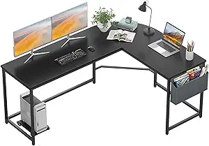 Photo 1 of  L Shaped Desk 58’’ Computer Corner Desk Gaming Desk PC Table Writing Desk Large L Study Desk Home Office Workstation Modern Simple Multi-Usage Desk with Storage Bag Space-Saving Wooden Table 