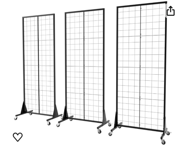 Photo 1 of 3-Pack 2'x5.5' Ft Gridwall Panel Display Stand Heavy Movable Floorstanding Grid Wall Panels Retail Display Rack Craft Show Wire Grid Wall with T-Base 3-Pack Black