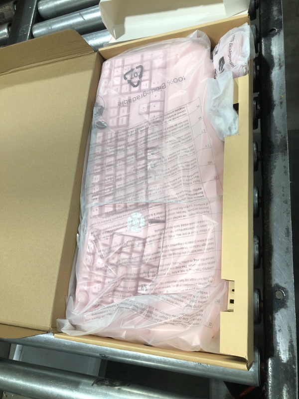 Photo 1 of MEETION Ergonomic Wireless Keyboard and Mouse, Ergo Keyboard with Vertical Mouse, Split Keyboard with Cushioned Wrist Palm Rest Natural Typing Rechargeable Full Size, Windows/Mac/Computer/Laptop, Pink Large Pink